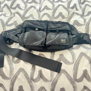 $395 Authentic PORTER Made in JAPAN Unisex Black Waist Fanny Adjustable Bag